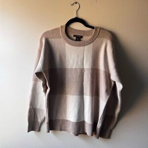 Women’s Tahari Crewneck Stripe Sweater - Beige and Cream